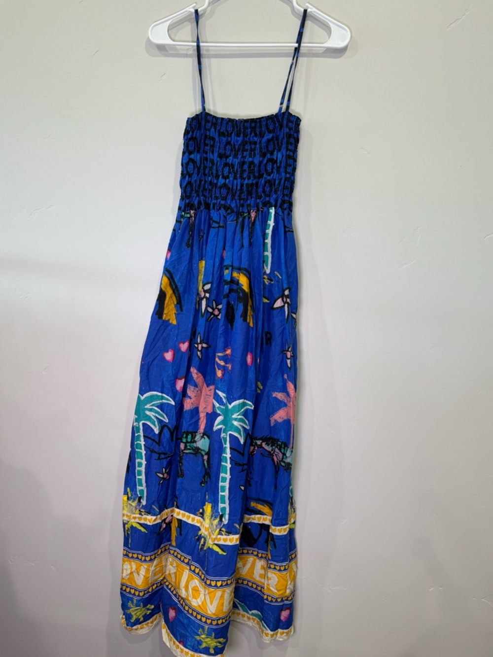 Romy Lover Sundress Bright Blue Tropical-Print Maxi Dress - Picture 4 of 8